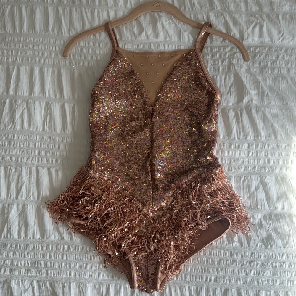 Weissman Jazz gold sequin solo dance costume child Medium